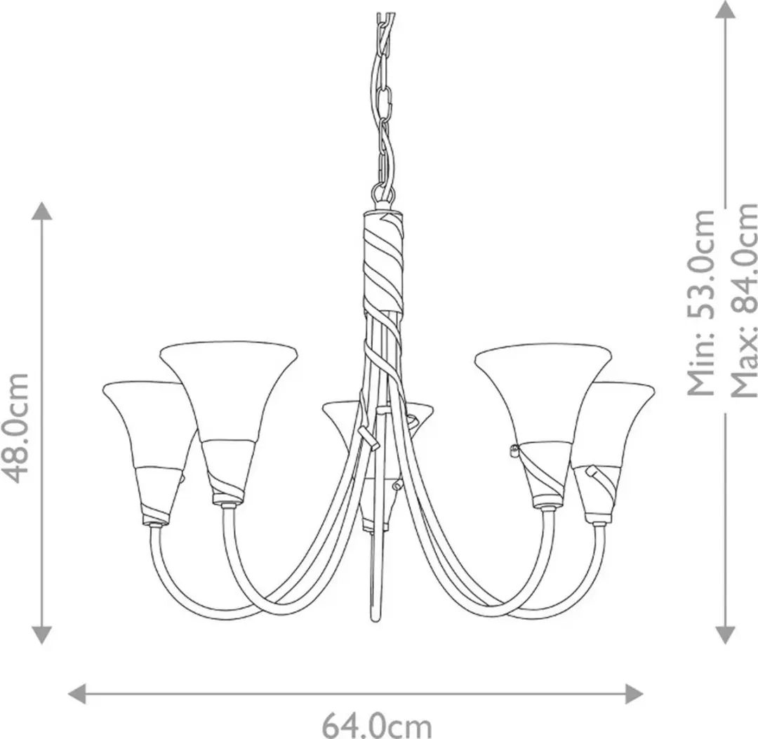 Elstead LED Kroonluchter 5x E14 40W - Dimbaar - Copper Patina
