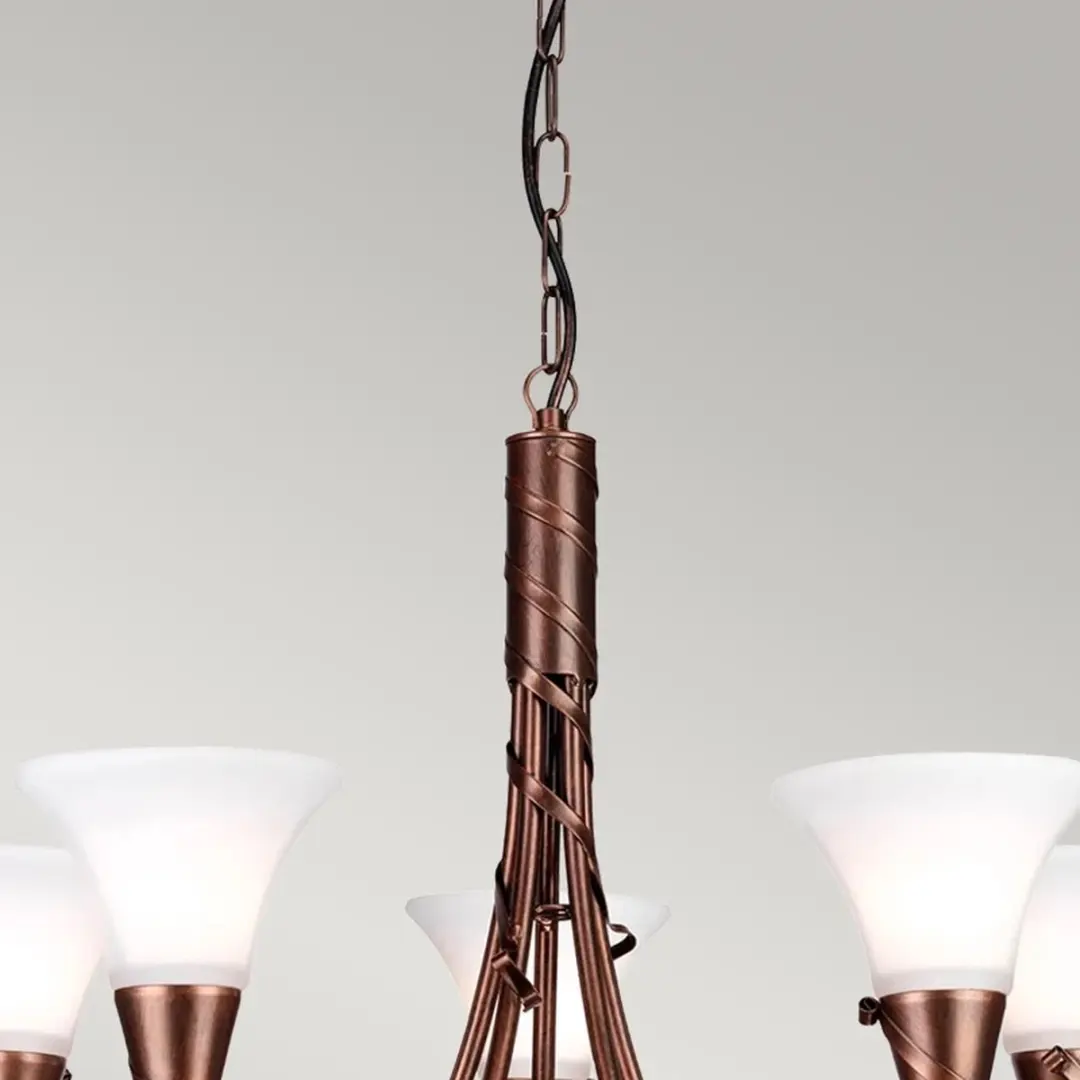 Elstead LED Kroonluchter 5x E14 40W - Dimbaar - Copper Patina