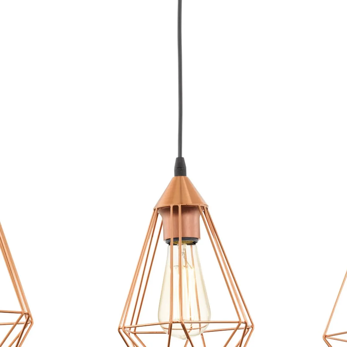 Eglo Tarbes Hanglamp E27 - 3 Lichthoorns - 79cm - Zwart/Koper