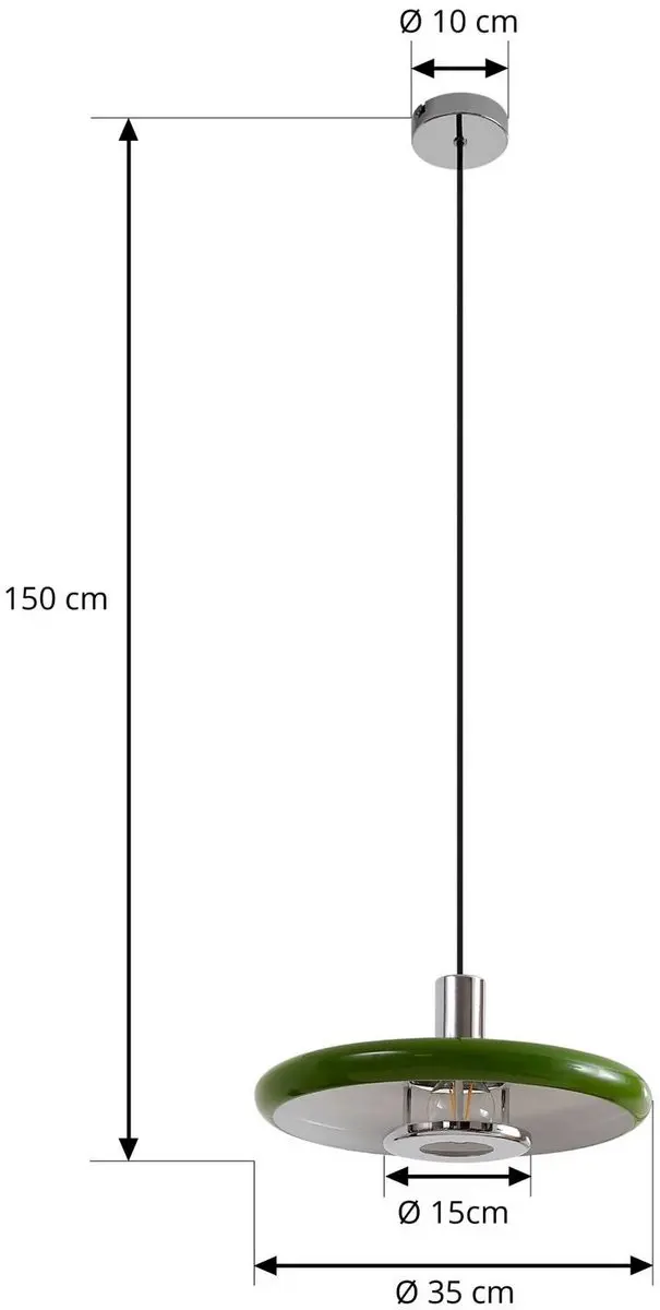 Lindby Hanglamp Metaal 1 Licht E27 - Ø35cm - Groen