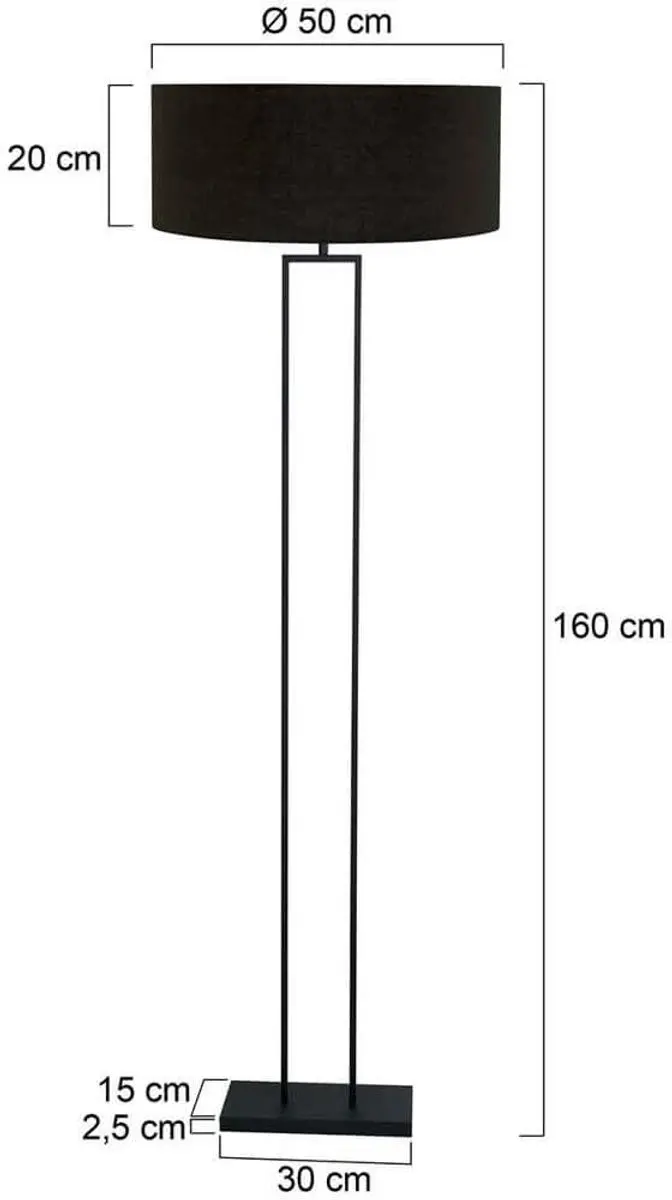 Steinhauer Stang 3962ZW Vloerlamp - 50cm - Zwart/Goud - afbeelding 6 van 6