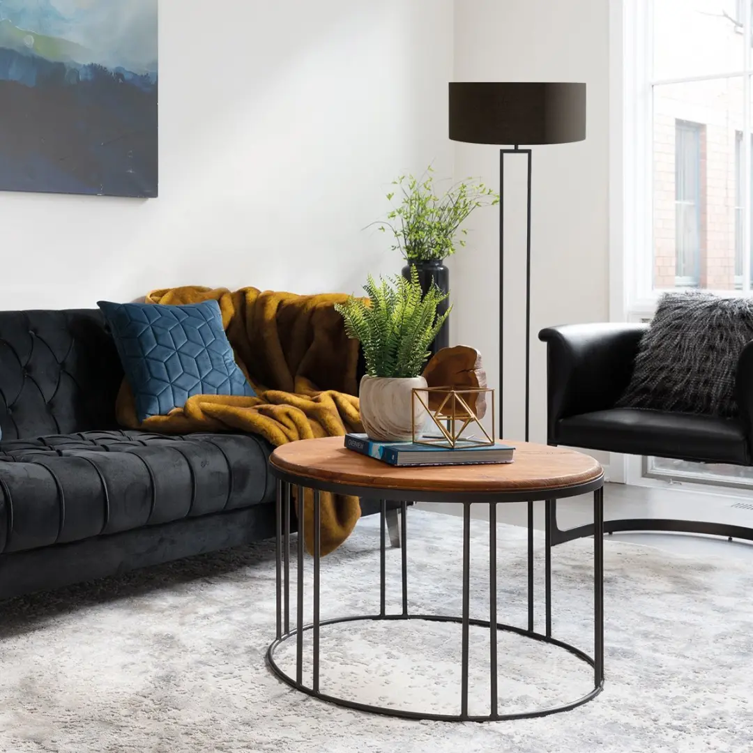 Steinhauer Stang 3962ZW Vloerlamp - 50cm - Zwart/Goud