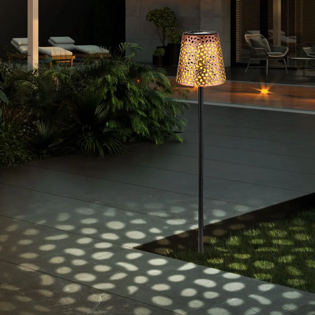 Globo LED Solar Steeklamp Tuin 3000K - Zwartgoud - IP44 - afbeelding 6 van 6