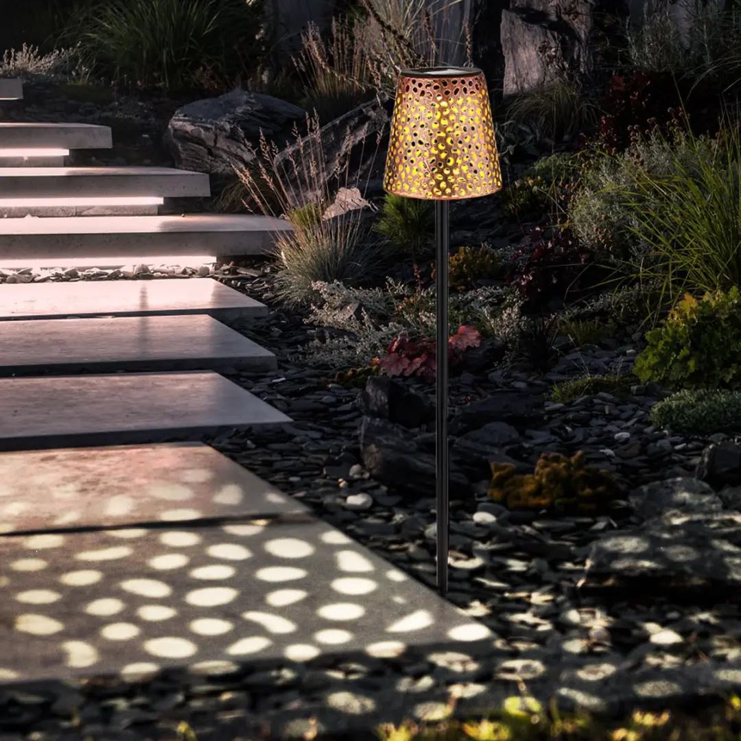 Globo LED Solar Steeklamp Tuin 3000K - Zwartgoud - IP44