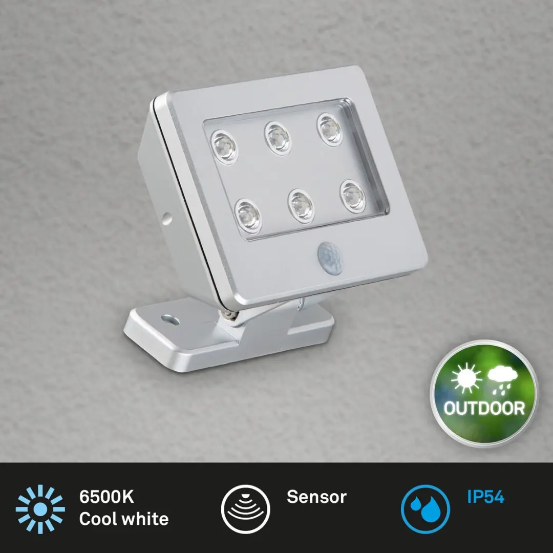 Briloner Lero Outdoor LED Wandlamp Bewegingsmelder - 6x 0.06W - Titanium