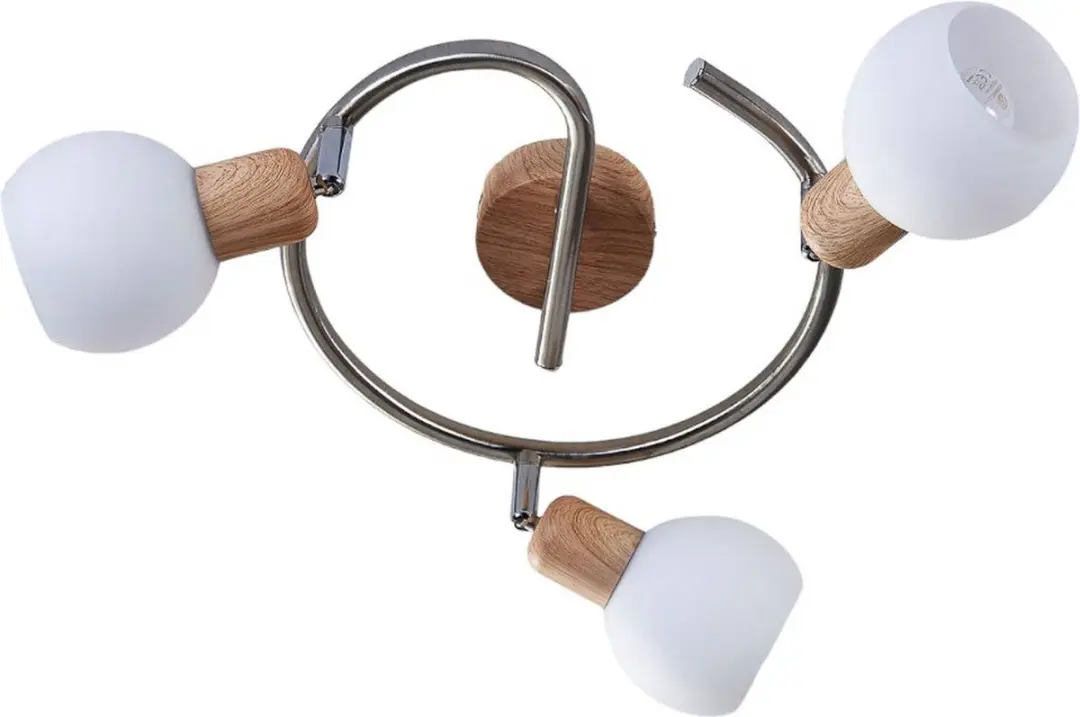 Lindby Buitenspot 3-lichts E14 - 25cm - Albast/Hout/Nikkel