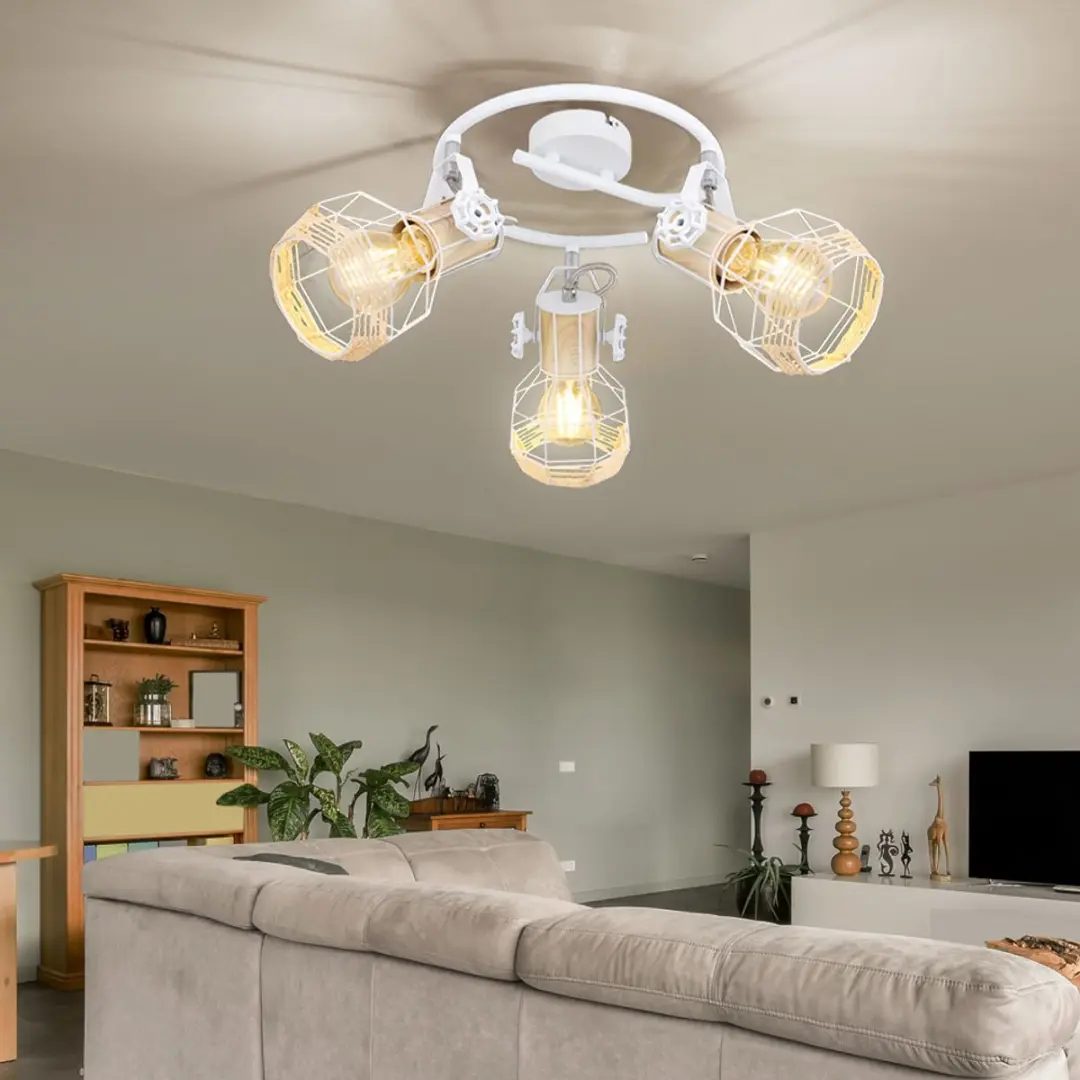 Globo Spotrondell 3 Plafondlamp D25cm - 3x E27 Wit