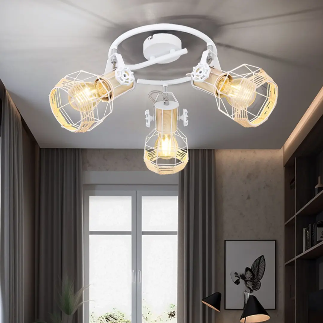 Globo Spotrondell 3 Plafondlamp D25cm - 3x E27 Wit - afbeelding 6 van 6