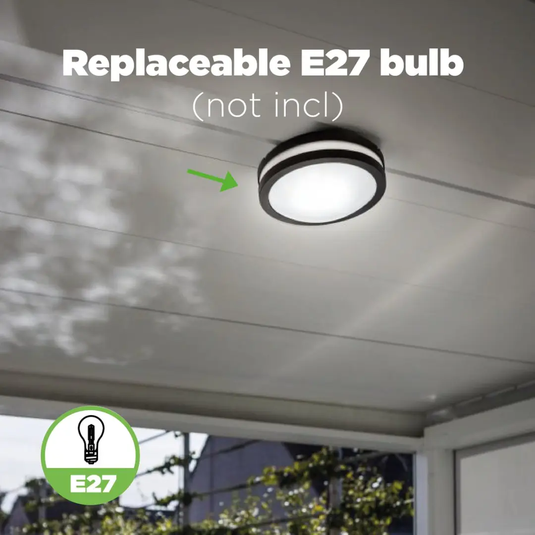 Lutec Titan Wand-/plafondlamp E27 - 26cm - Donkergrijs
