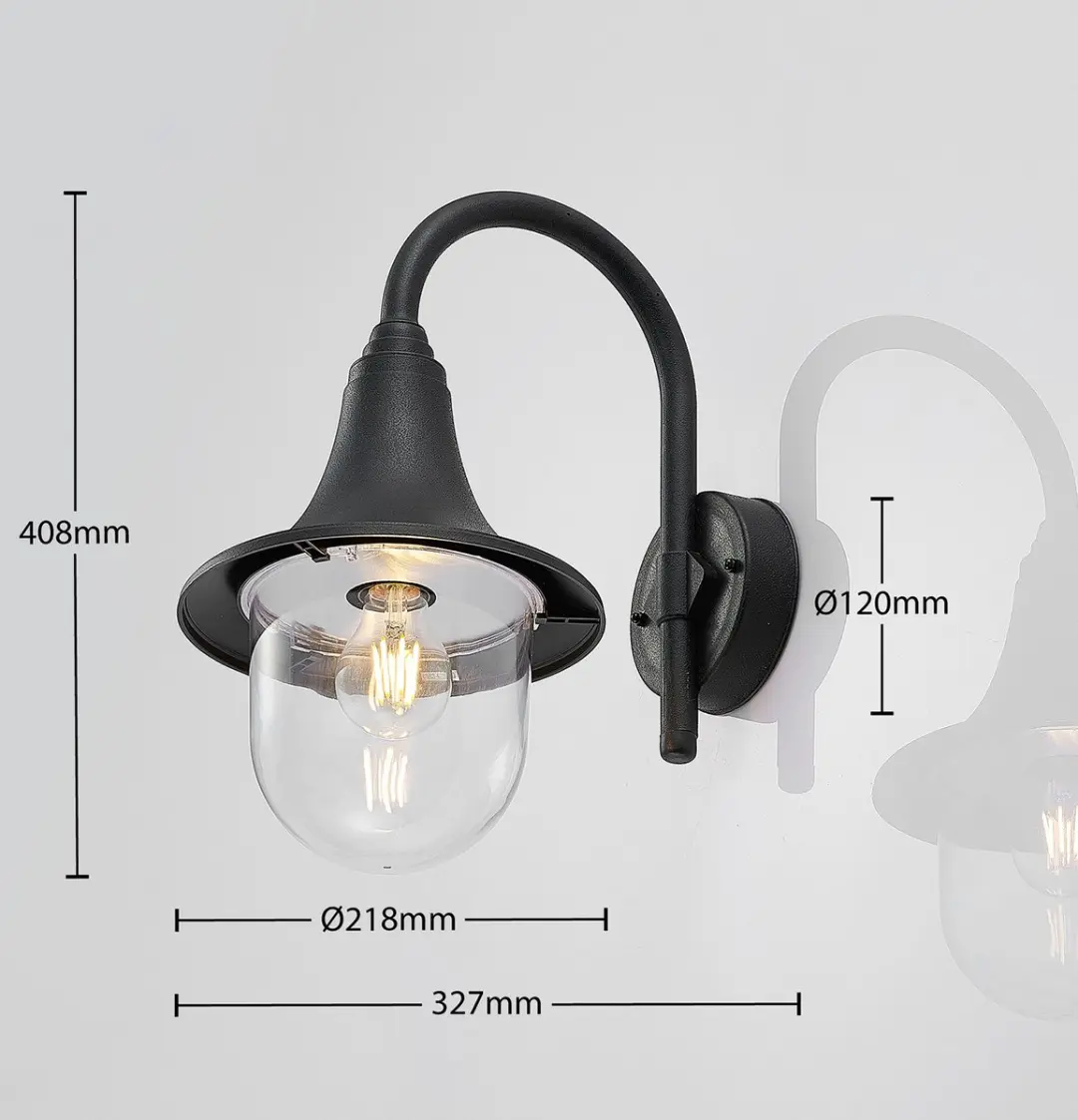 Lindby Wandlamp Buiten 1 Licht E27 - Zwart