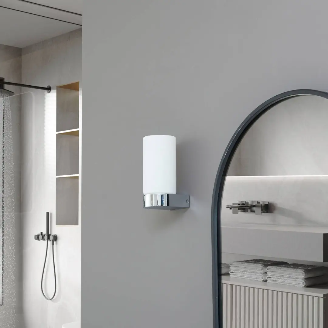 Lucande Wandlamp Glas Staal E14 - 1 Lichtpunt - Chroom/Wit