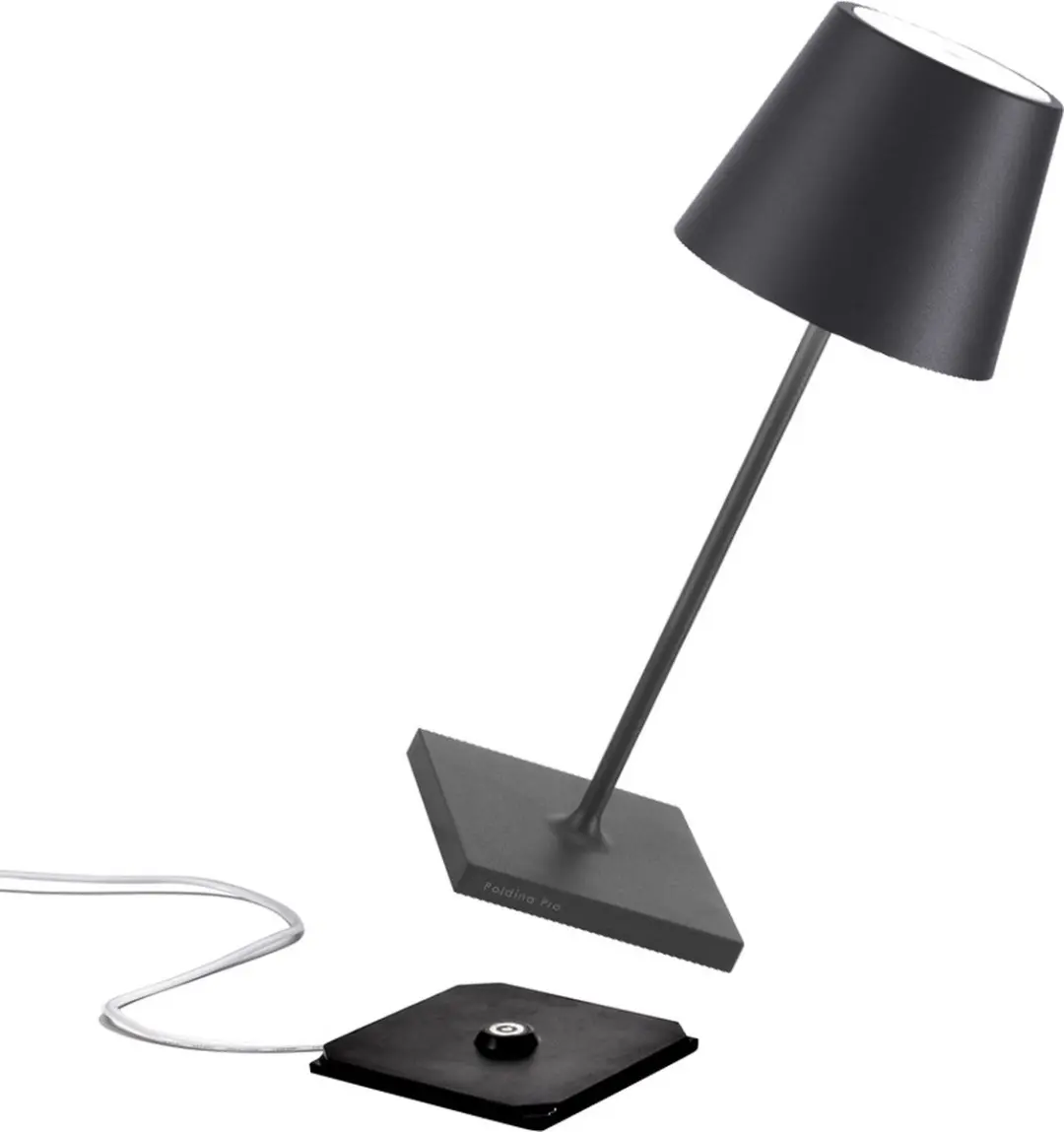 Zafferano Poldina Pro Mini Oplaadbare LED Tafellamp - Antraciet - 2700K