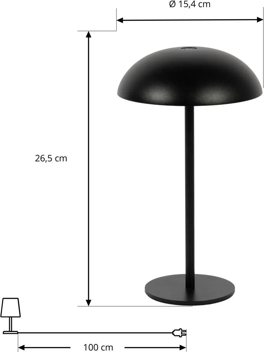 Arcchio Thenra – Accutafellamp – Zwart – 9,5 cm - afbeelding 6 van 6