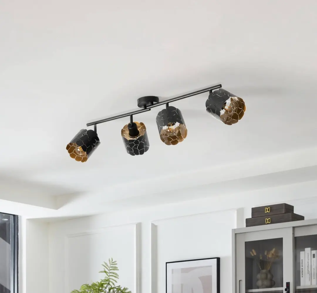 Lindby Plafondlamp 4-licht Metaal - Zwart/Goud