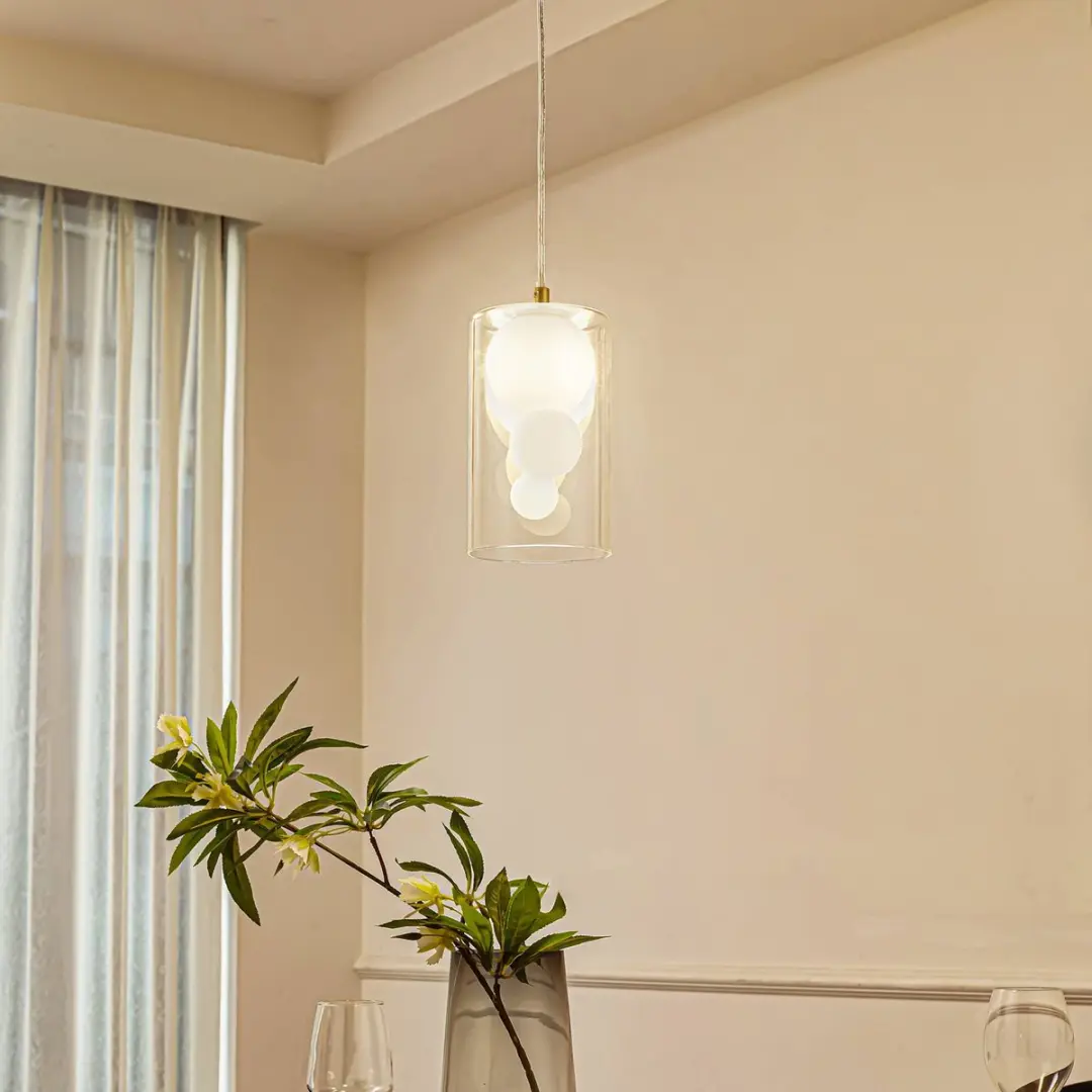 Lindby Hanglamp Glas 1 Licht G9 - 20cm - Transparant/Wit