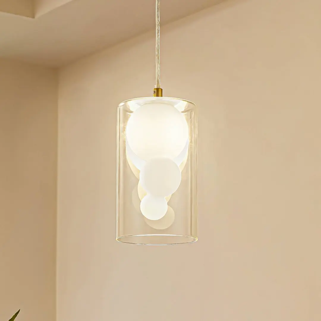 Lindby Hanglamp Glas 1 Licht G9 - 20cm - Transparant/Wit