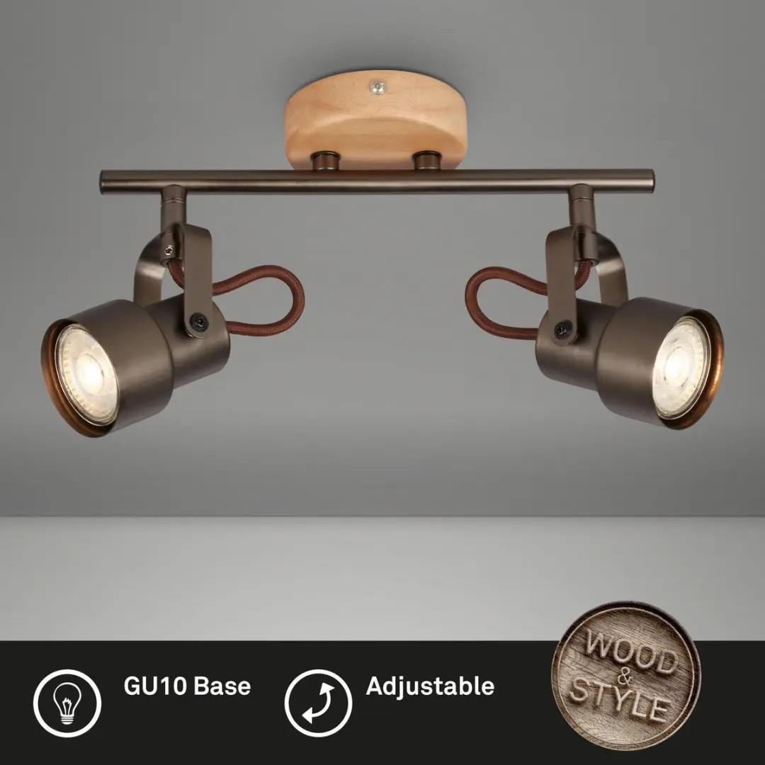 Briloner TAHUN LED Spot Vintage 2-lichts - 3000K - Grijs