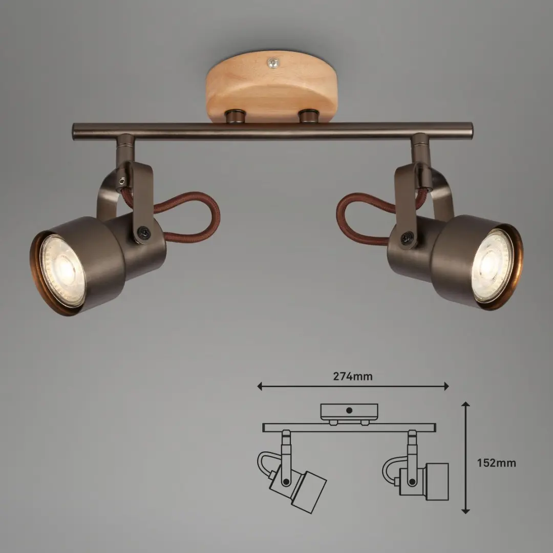 Briloner TAHUN LED Spot Vintage 2-lichts - 3000K - Grijs