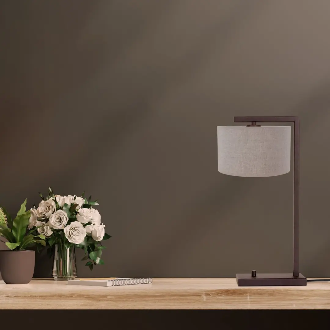 Steinhauer Cacao Tafellamp - Stang 4886CA - 51cm - Grijs Linnen