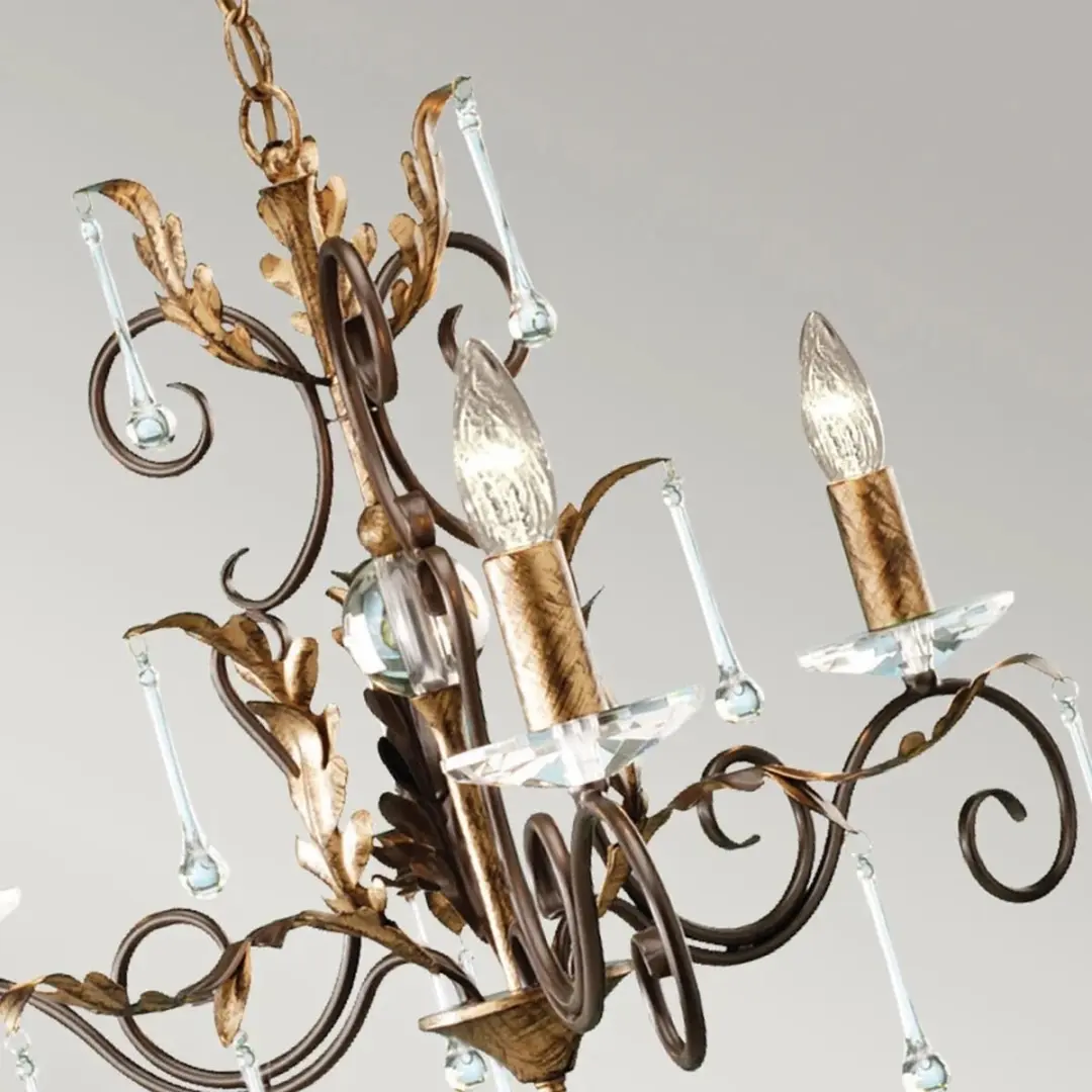 Elstead LED Kroonluchter 3x E14 60W - Bronze met Gold Patina