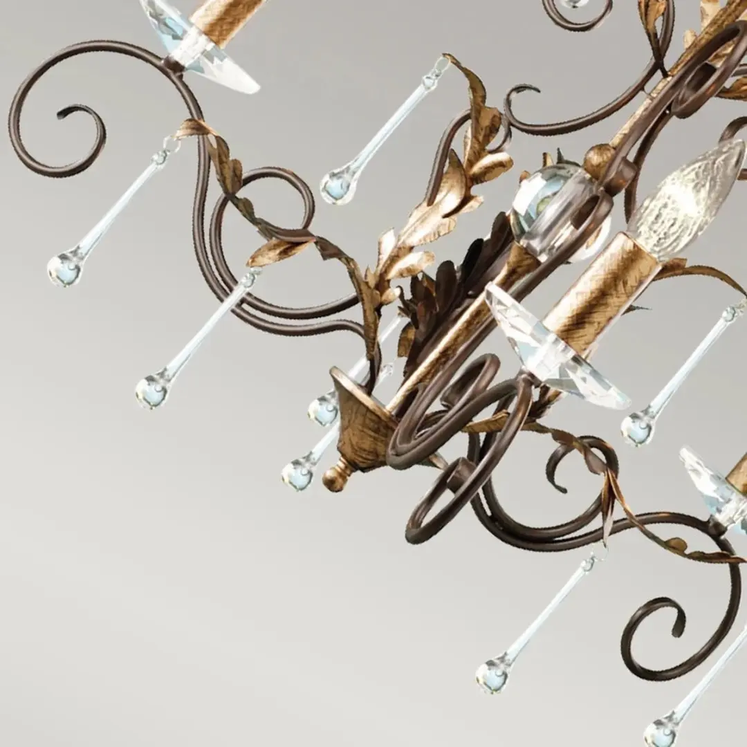 Elstead LED Kroonluchter 3x E14 60W - Bronze met Gold Patina