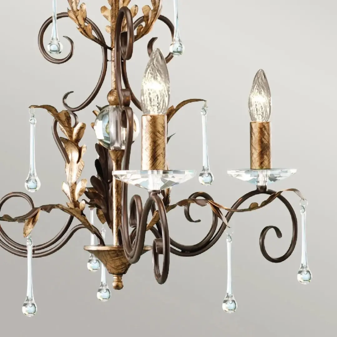 Elstead LED Kroonluchter 3x E14 60W - Bronze met Gold Patina