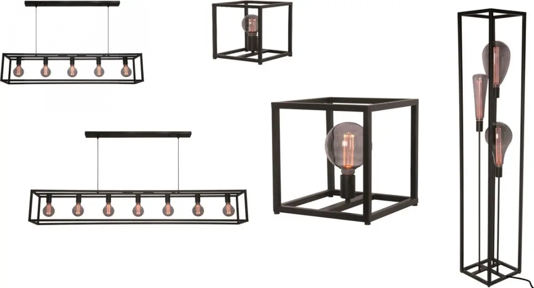 Freelight Esteso Hanglamp Industrieel Zwart - 7 Lichts