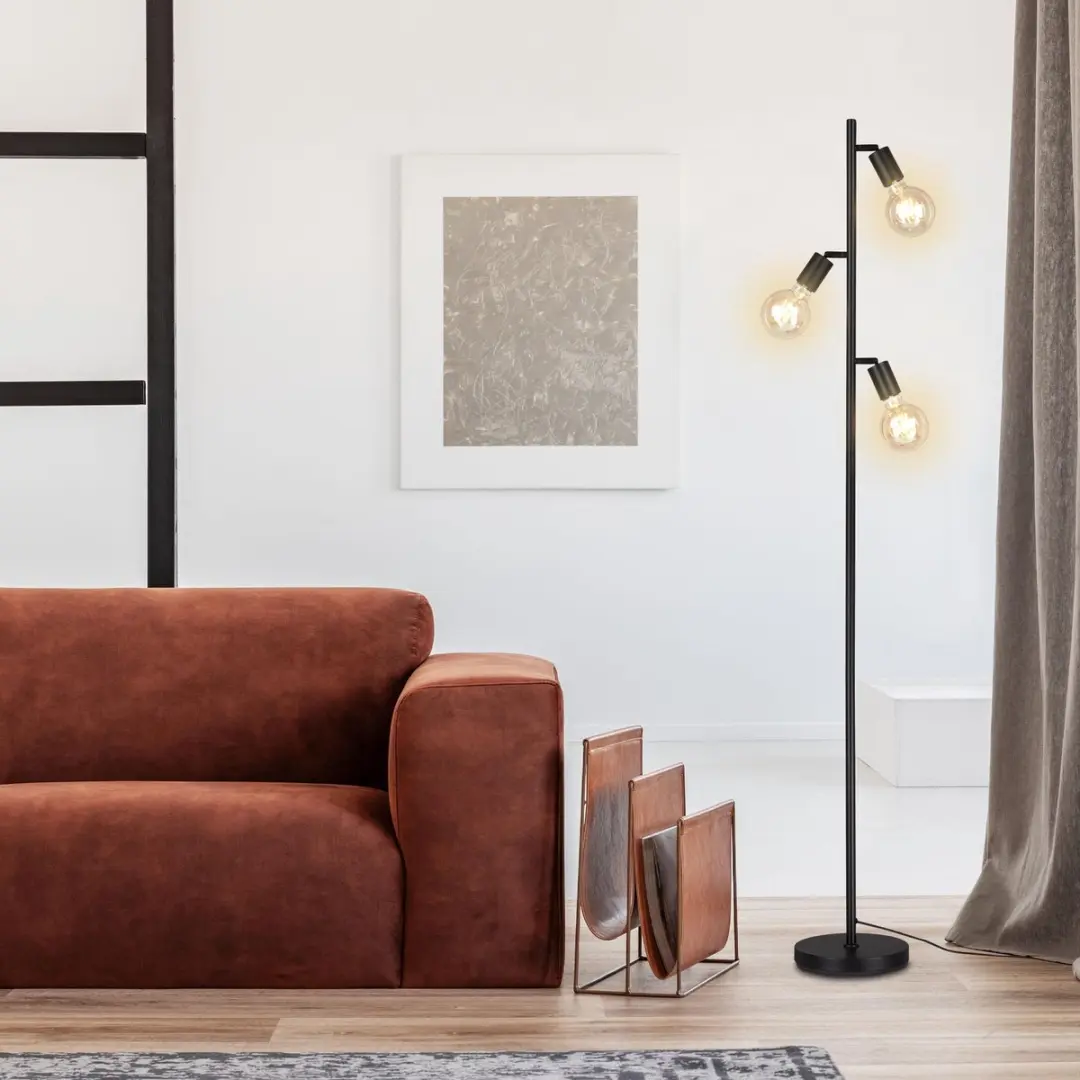 Briloner Vloerlamp E27 - 3 Lichtpunten - 160cm - Zwart