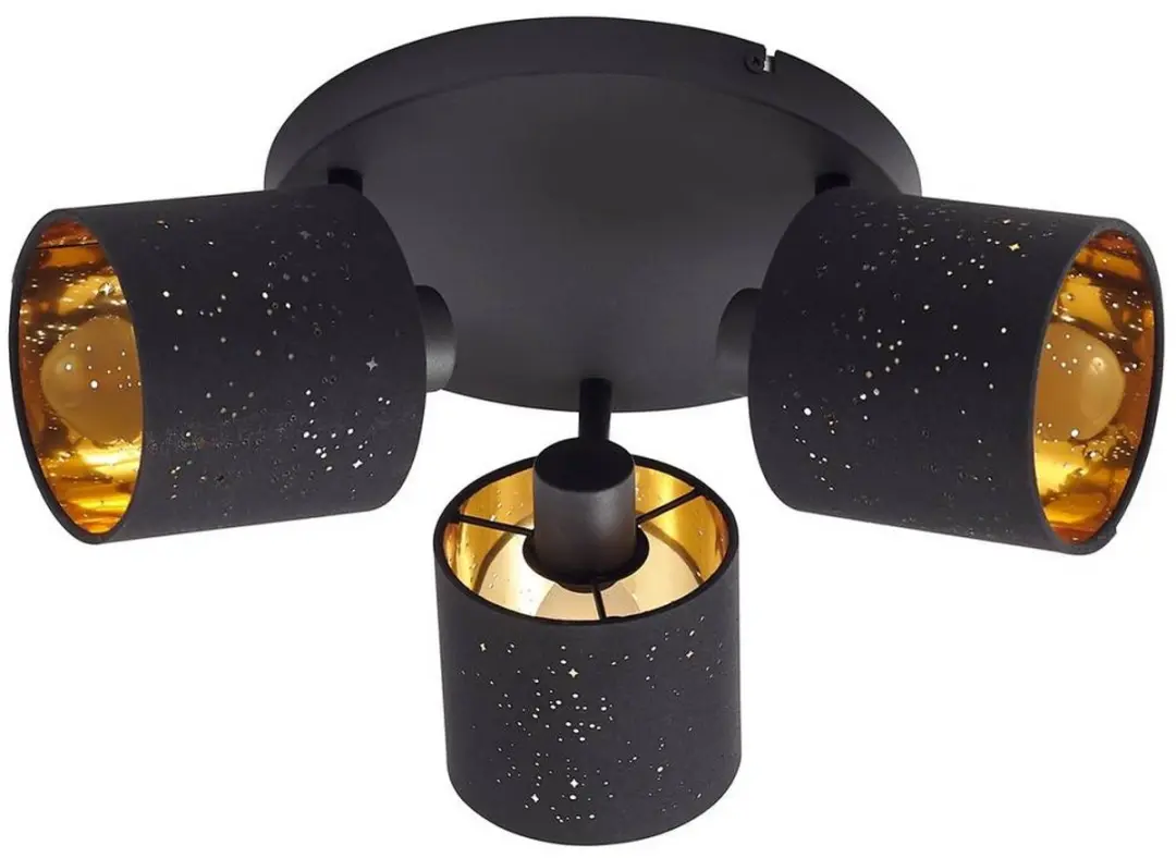 Lindby Plafondlamp 3-Lichts - Zwart/Goud