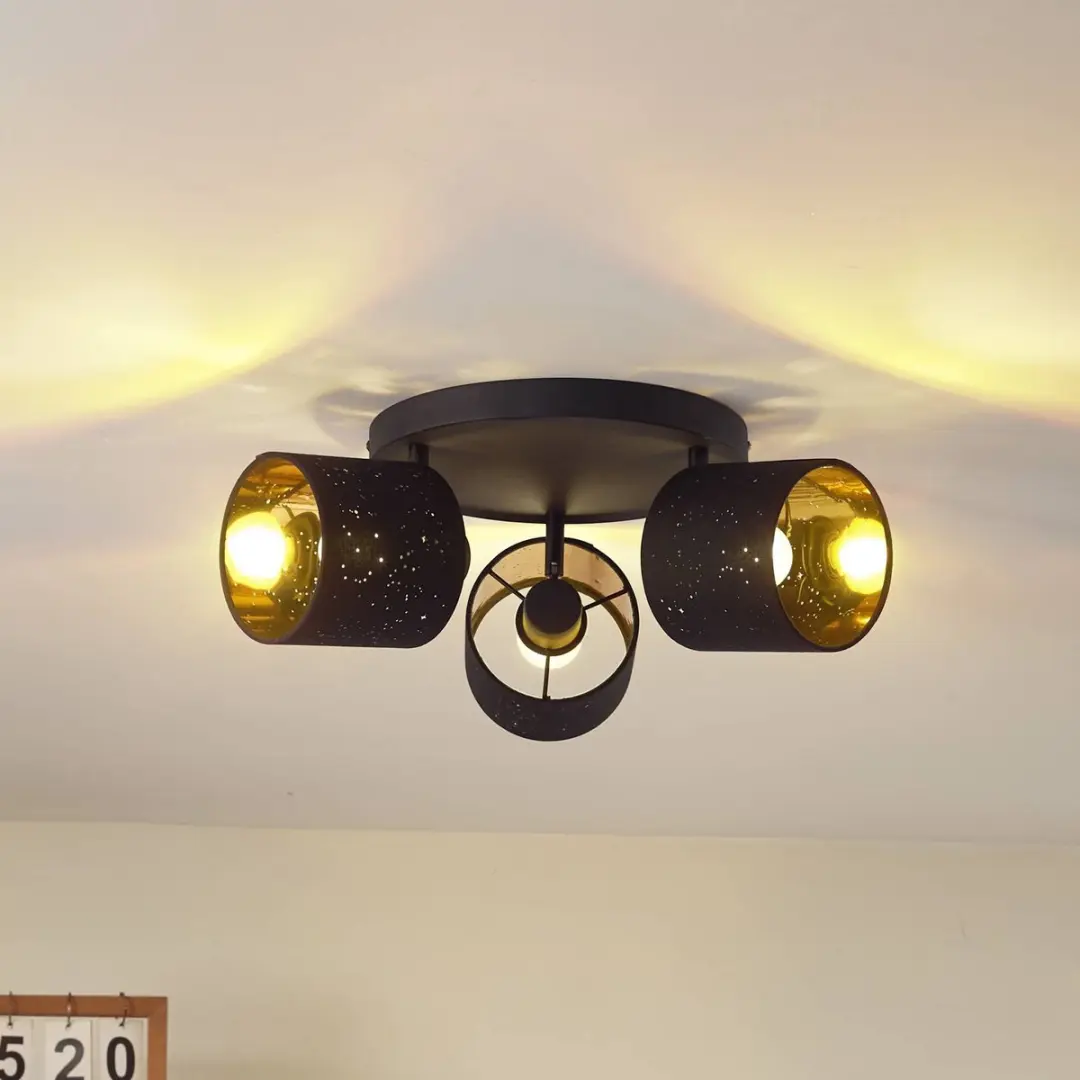 Lindby Plafondlamp 3-Lichts - Zwart/Goud