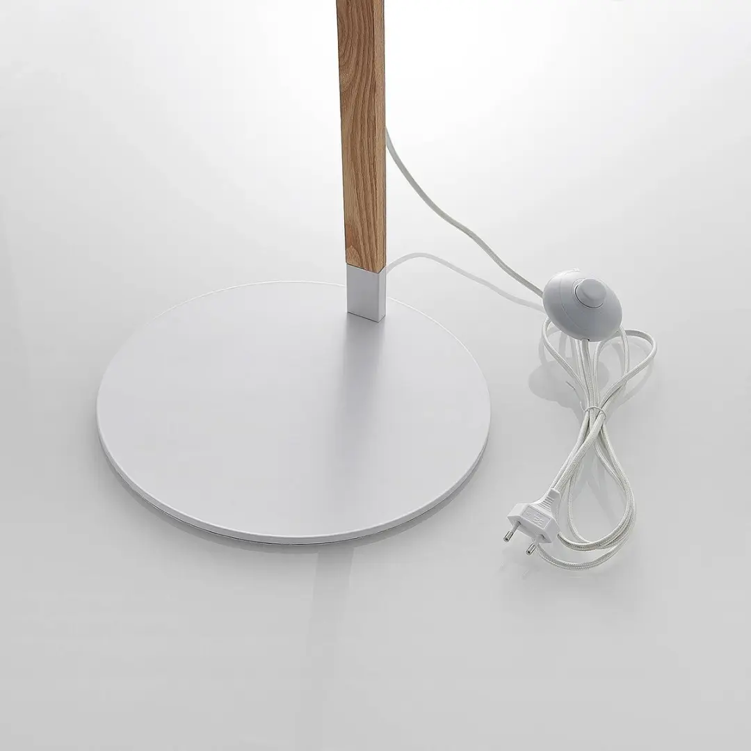 Lindby Vloerlamp Metaal Hout 128cm - E27 - Wit/Hout