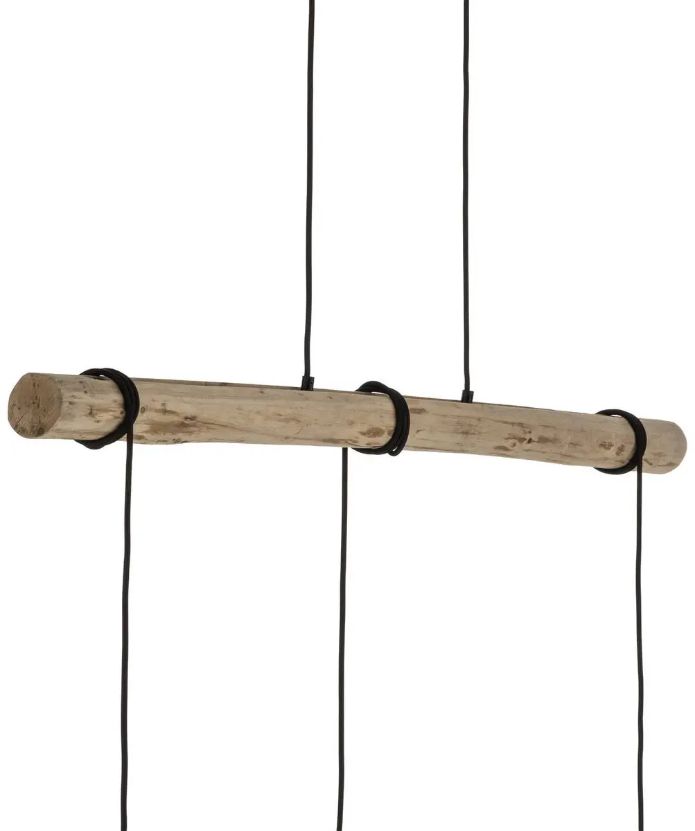 Lindby Hanglamp 3-Lichts Eucalyptushout - IJzer Zwart