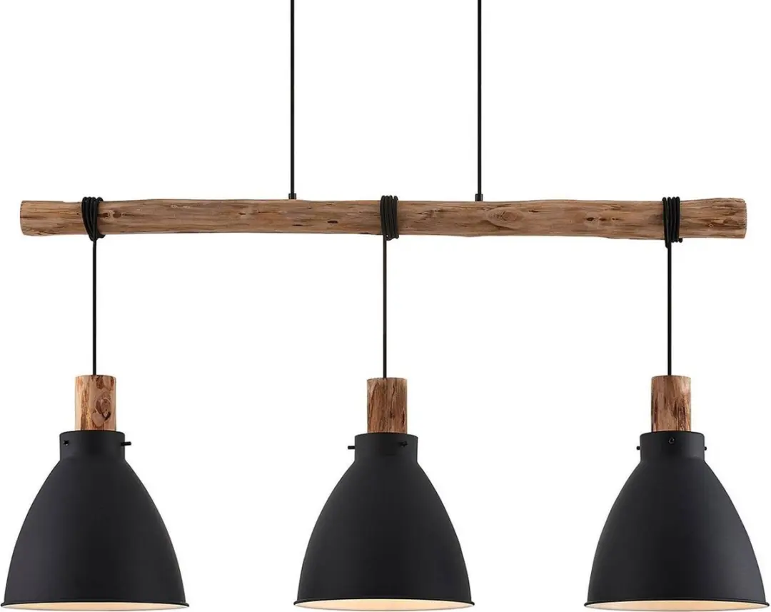 Lindby Hanglamp 3-Lichts Eucalyptushout