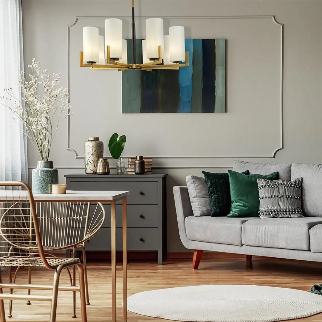 Maytoni Fortano Kroonluchter - 8 Lichtpunten Ø76cm - Zwart/Messing