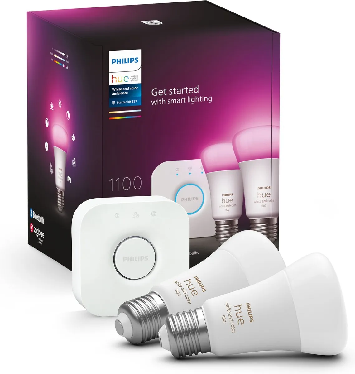 Philips Hue Starterkit - 2 Lampen E27 RGBW 1100lm