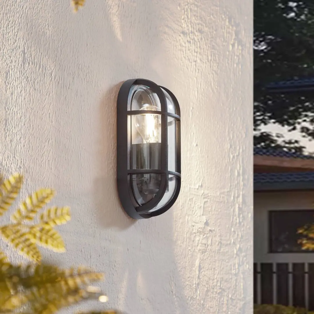Lucande Wandlamp Buiten 1 Lichtpunt E27 - Gegoten Aluminium - Zwart/Transparant