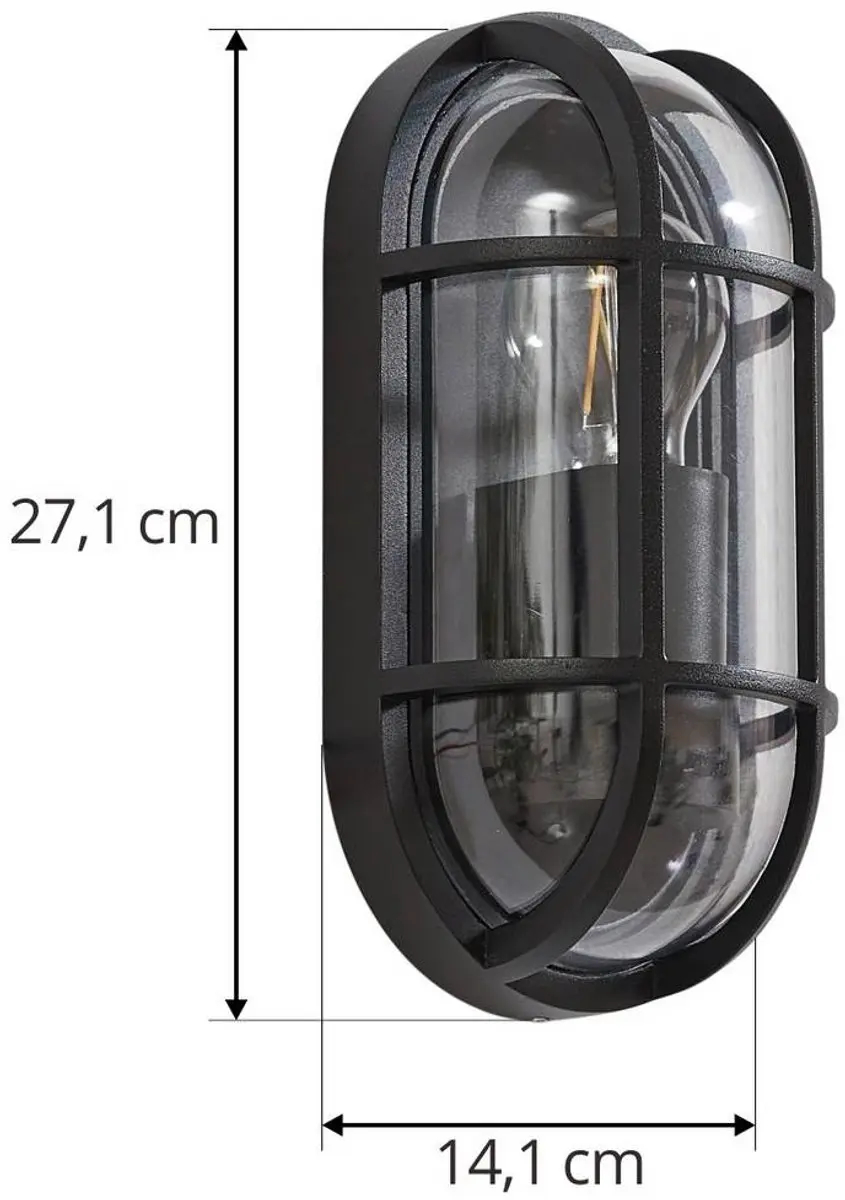 Lucande Wandlamp Buiten 1 Lichtpunt E27 - Gegoten Aluminium - Zwart/Transparant