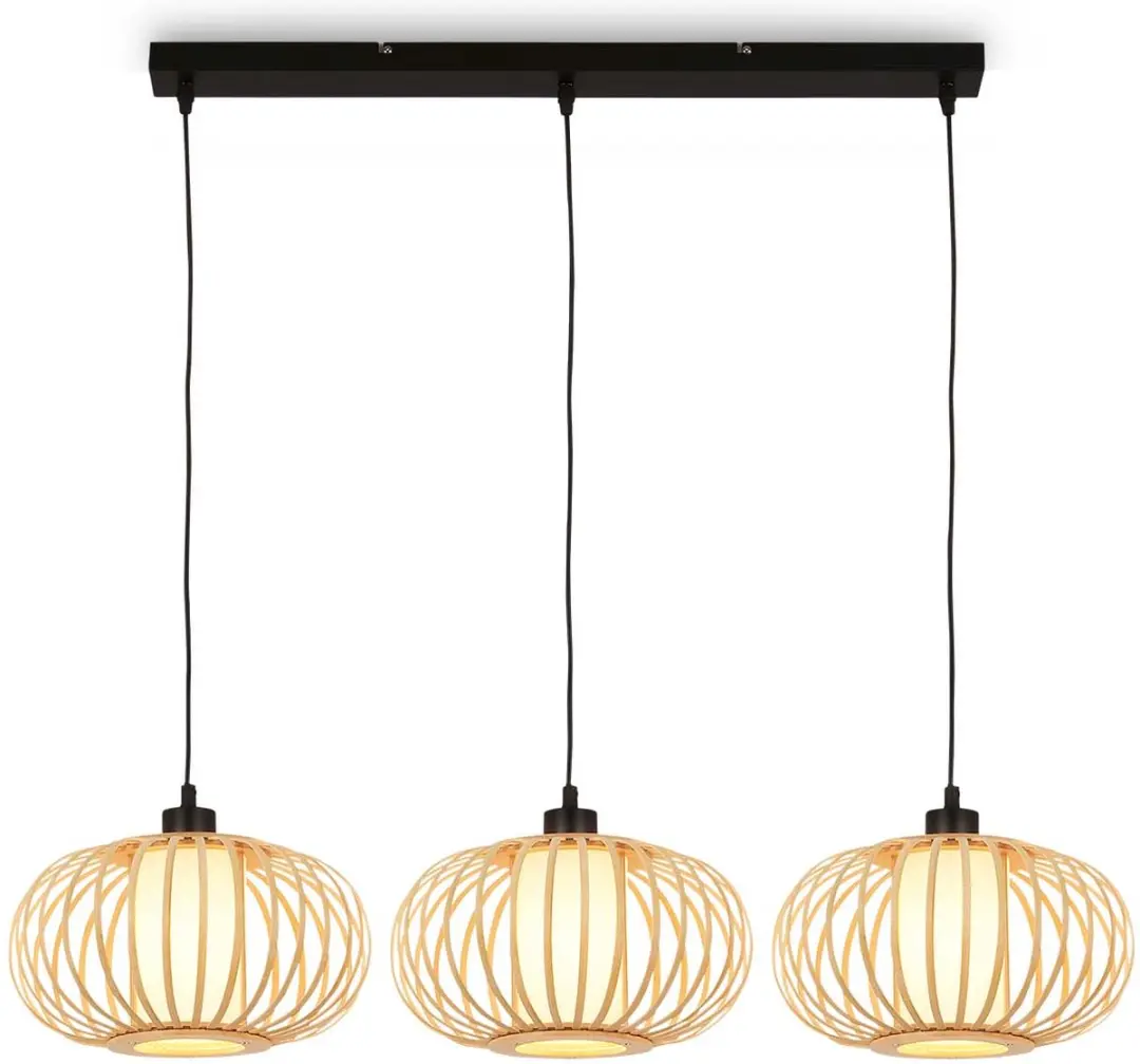 Briloner Rotti Hanglamp 120cm - 3x E27 - Houtkleurig