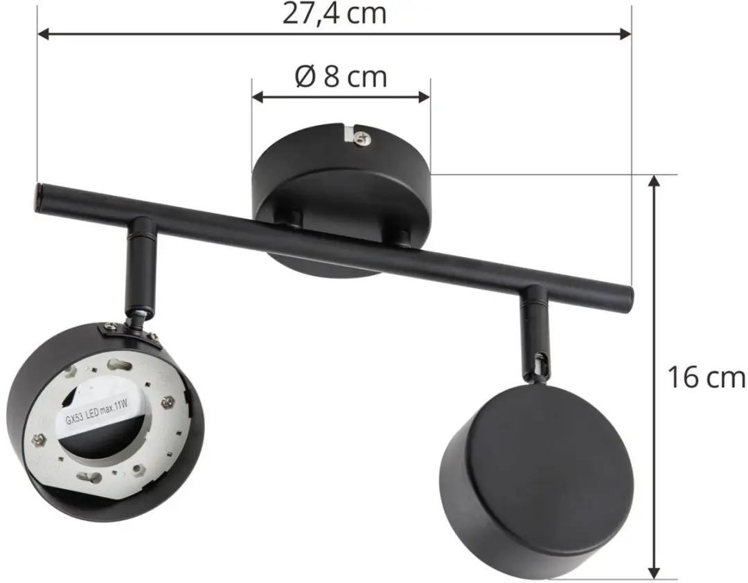 Lindby Buitenspot 2 Lichtpunten GX53 - 11W - Zwart Mat