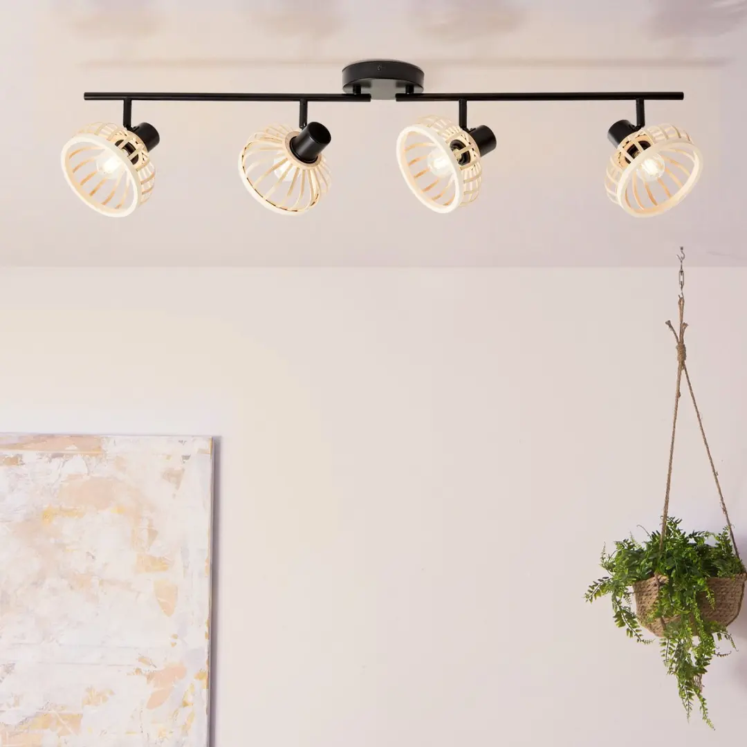 Brilliant Norah Houten Plafondlamp 4-Lichts - Veelkleurig