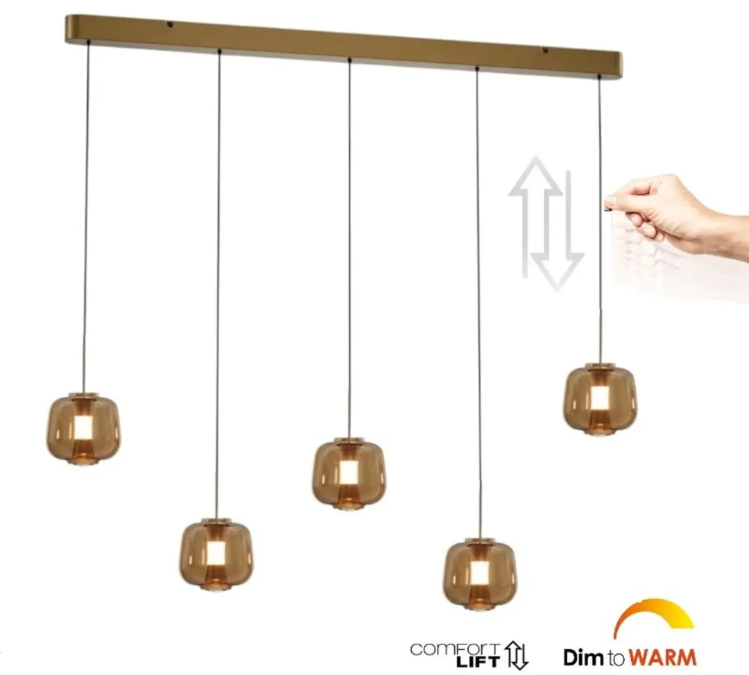 Freelight Hanglamp Rosa 5 Lichts 120cm