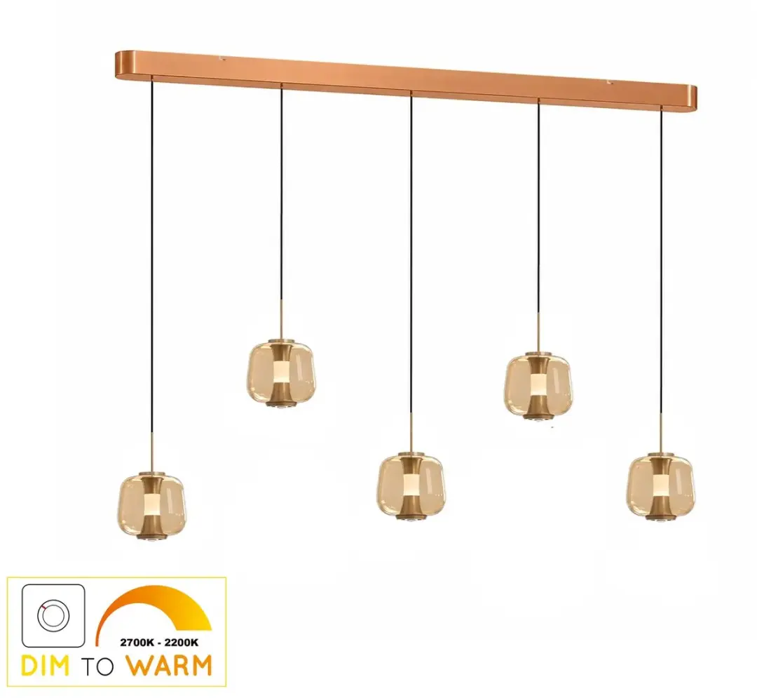 Freelight Hanglamp Rosa 5 Lichts 120cm - Rosé Goud