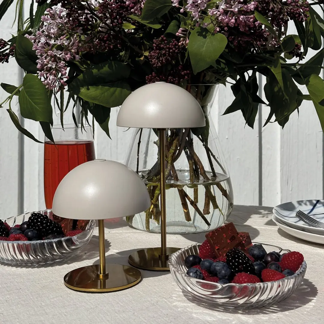 Dyberg Larsen ALONG LED Tafellamp - 3 Stuks - Beige/Brass