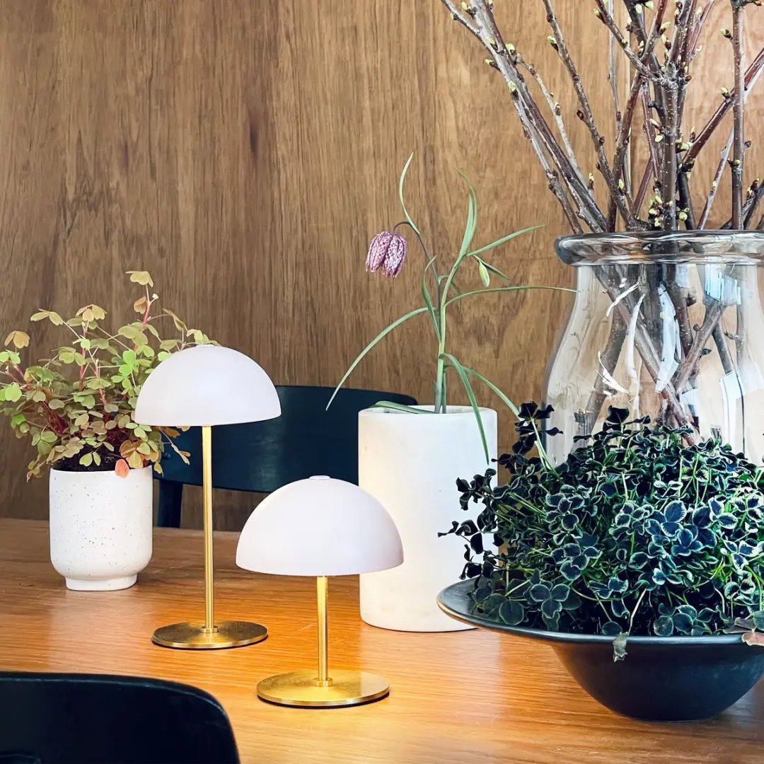Dyberg Larsen ALONG LED Tafellamp - 3 Stuks - Beige/Brass