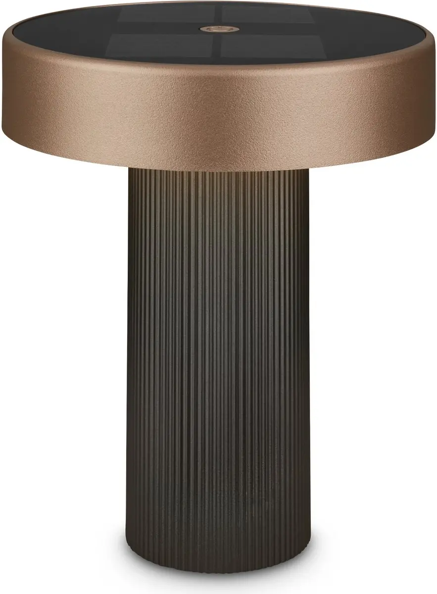 Briloner Poga Tafellamp - Oplaadbaar Zonne-energie Ø16cm - Antraciet/Brons