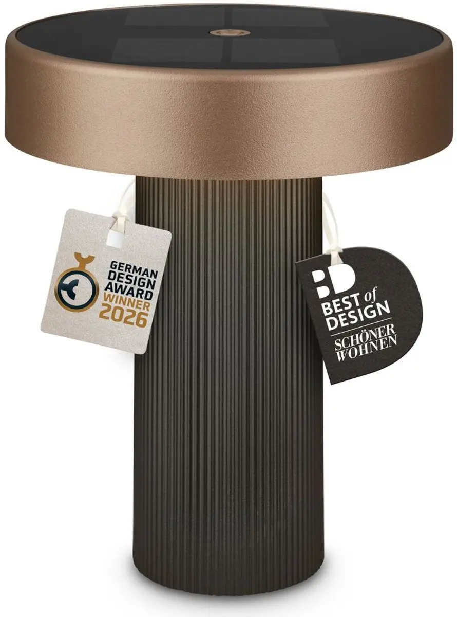 Briloner Poga Tafellamp - Oplaadbaar Zonne-energie Ø16cm - Antraciet/Brons