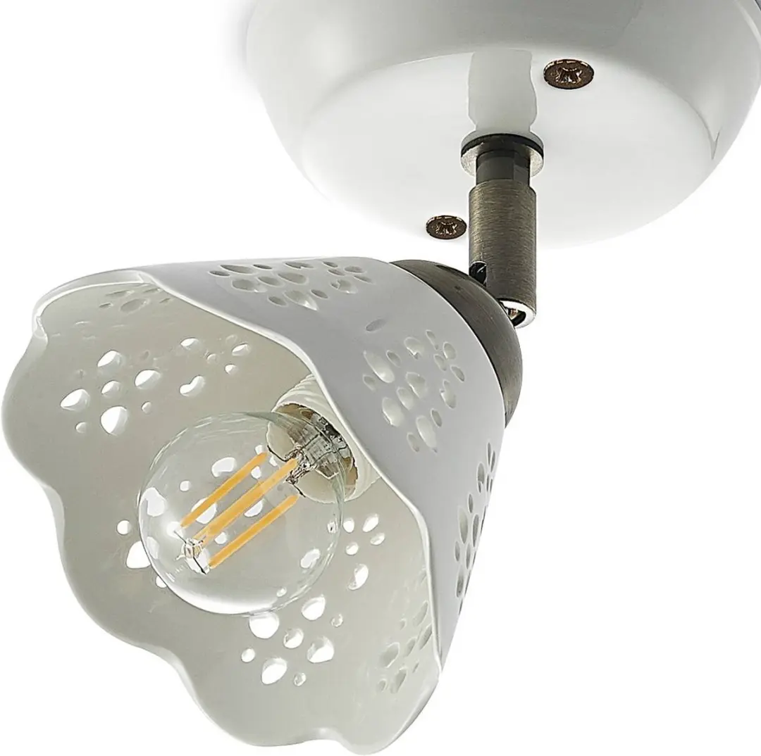 Lindby Buitenspot E14 Keramiek 16.5cm - Wit/Brons