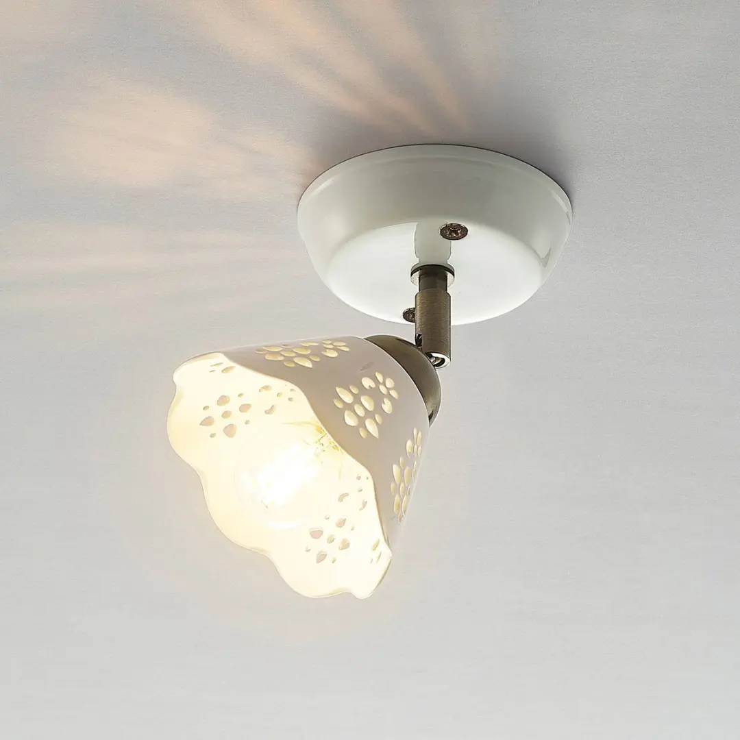 Lindby Buitenspot E14 Keramiek 16.5cm - Wit/Brons