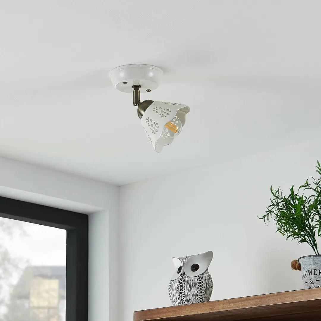 Lindby Buitenspot E14 Keramiek 16.5cm - Wit/Brons