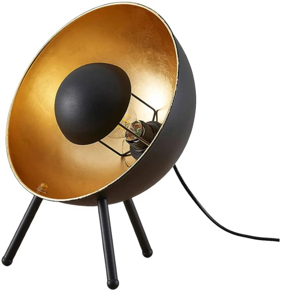 Lindby Tafellamp Muriel+ Metaal - 1 Lichtpunt - E27 - Zwart/Goud